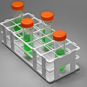 Bel-Art Test Tube Rack, 21 Places, D: 30 mm, 3 x 7, White, Autoclavable, Pack of 8