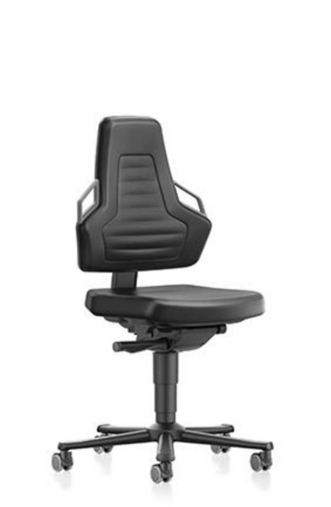 Working chair Nexxit 2 with castors syntetic leather black / handles anthracite seat height 450-600mm