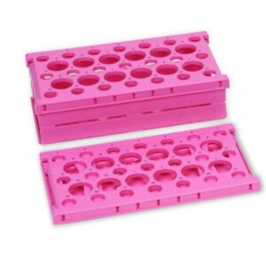 Heathrow Scientific Tube Racks Pop-Up, PP, Foldable for 21×15mL / 12×50mL Tubes, Pink, Pack of 2