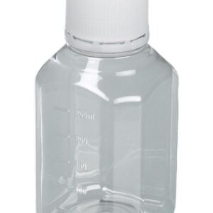 Bürkle Laboratory Bottle, 250 mL, Polyethylene Terephthalate (PET), Sterile, Transparent with Moulded Graduations and Tamper-Evident Cap