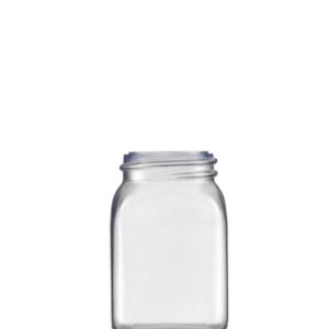 Kautex Square Wide Neck Container, 50 mL, Hard PVC, Clear Cap