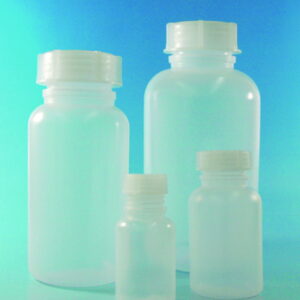 LLG Wide Neck Bottle 250 mL, Round, LDPE Natural, with Closure, Pack of 10