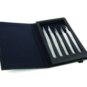 Ideal-tek Tweezers Set, High Precision Anti-Magnetic and Anti-Acid Stainless Steel, 5 Tweezers with Hard/Foam Wallet