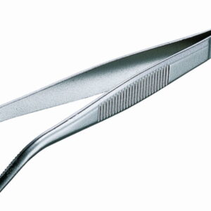 Tweezers stainless, bent, blunt, 145 mm