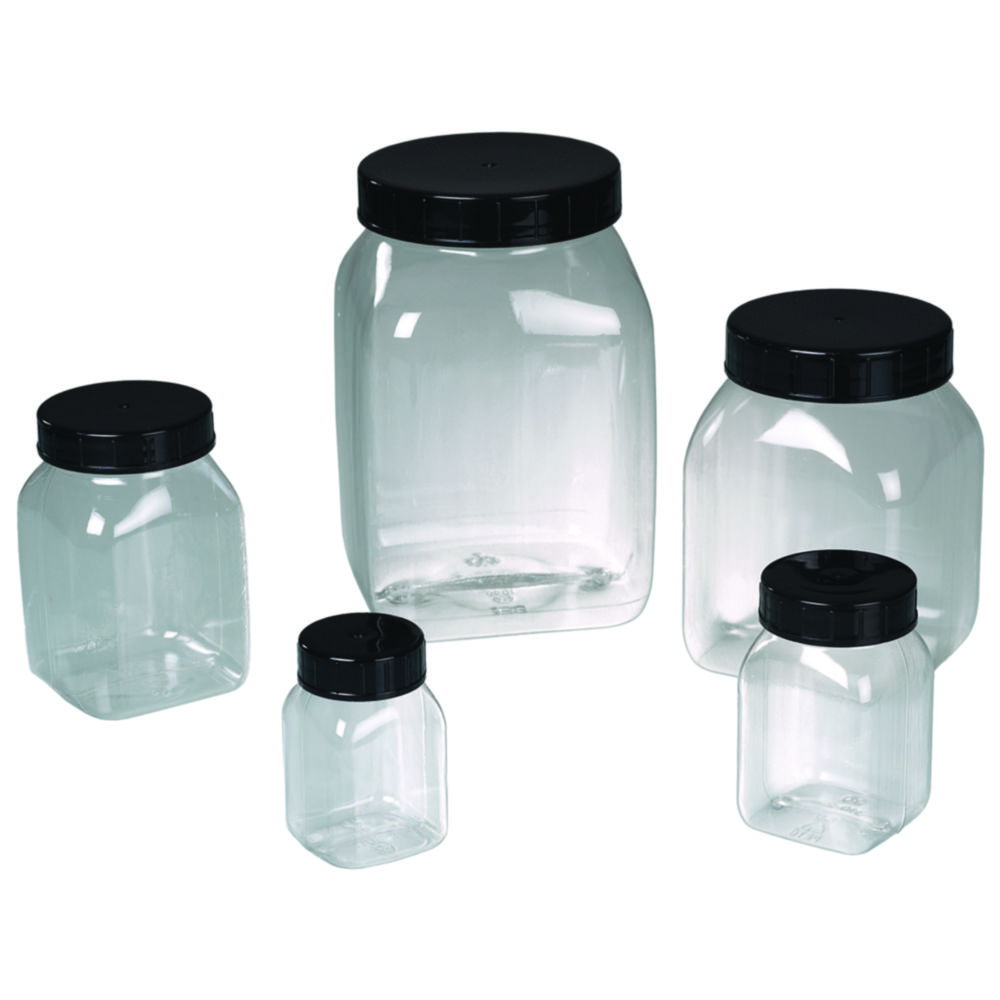 Bürkle Wide Neck Can 200 ml, Square PETG Clear, with Closure