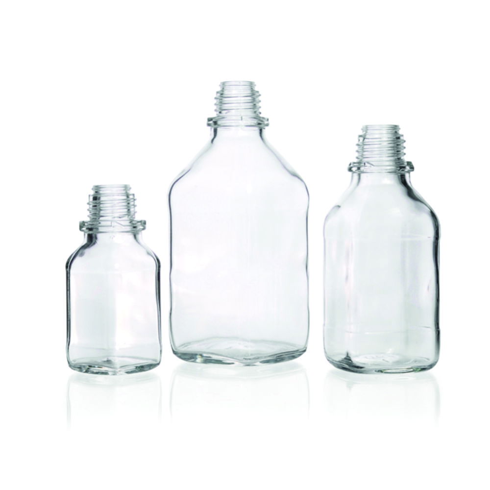 DWK Duran 100 mL Clear Soda Lime Glass Square Bottle, Narrow Neck, Without Dust-Proof Cap