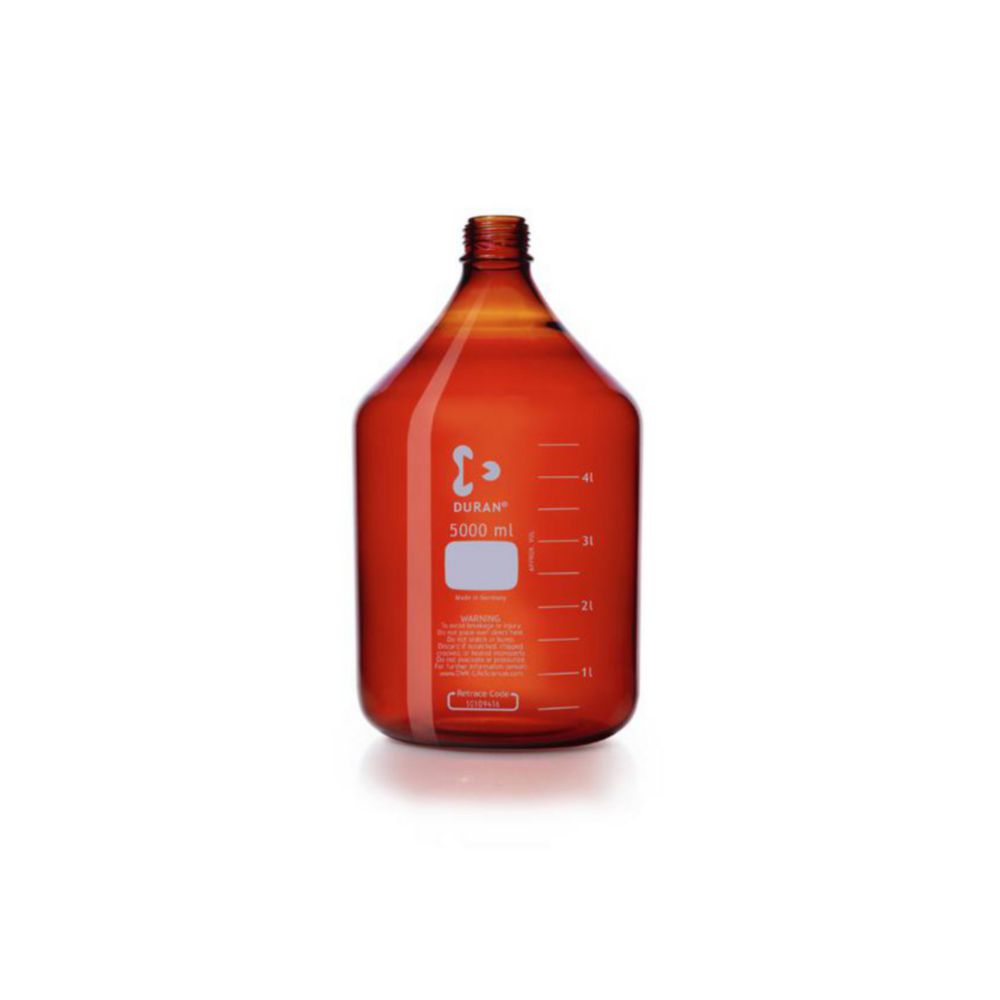 DWK Duran 5L Amber Glass Laboratory Bottle, GL 45, Without Cap