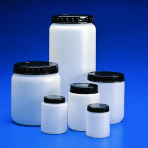 Kartell Cylindrical Jars 500 mL HDPE White with Black Screw Cap Pack of 10