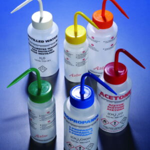 DWK 500 mL Wide Neck Ethanol Wash Bottles in 4 Languages with Orange Closure (Pack of 5)