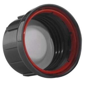 Kautex Textron Bell Cap Black PP PTFE Cup-Shaped Liner Red PP Tamper-Evident Ring