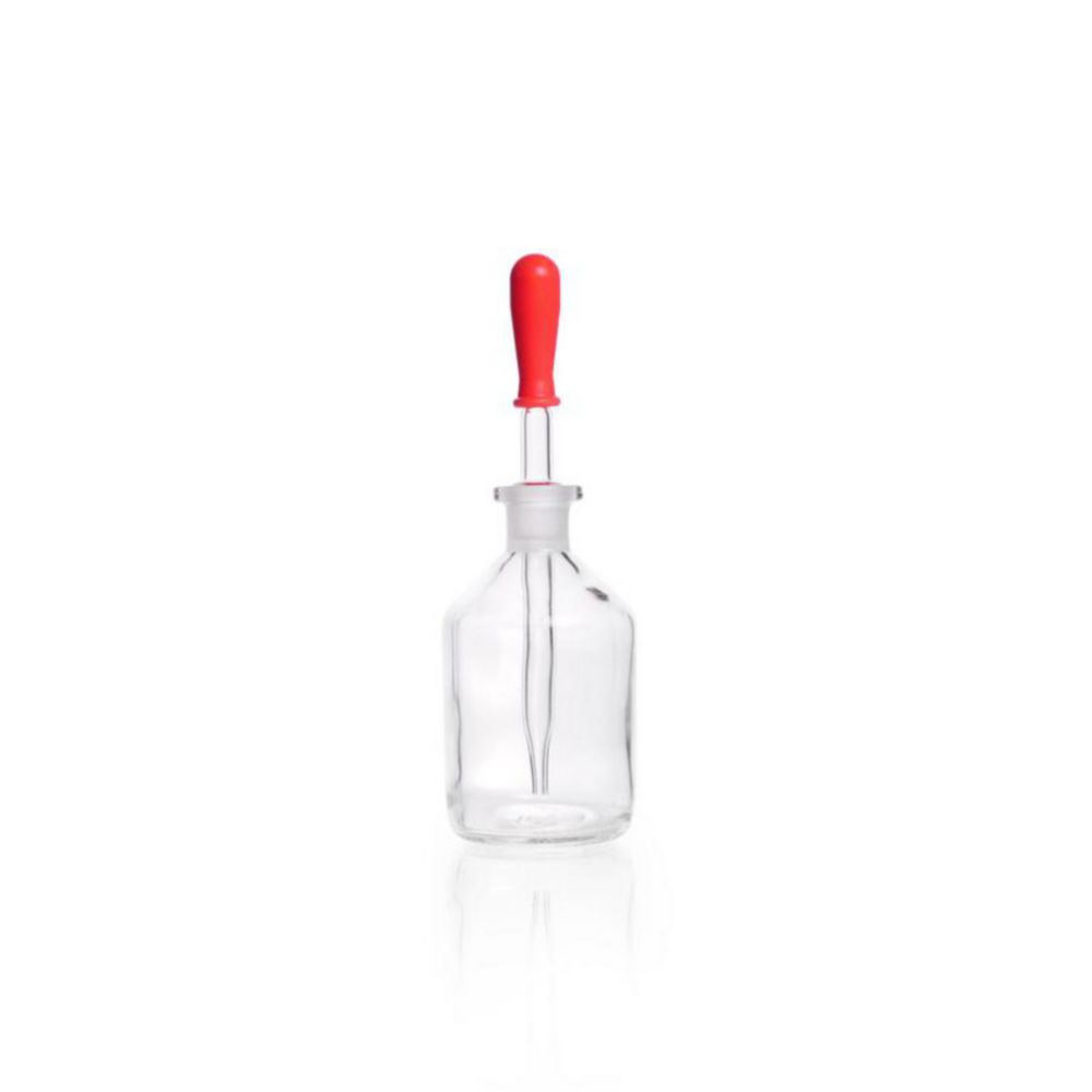 DWK Duran 100 mL Clear Glass Dropping Bottle with Glass Pipette and Rubber Teat