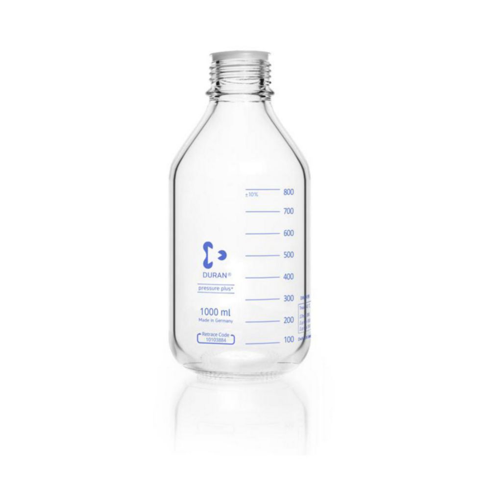DWK Duran Laboratory Bottle 1000 ml, Clear Pressure Plus, GL45, Pressure Resistant -1/+1.5 Bar​