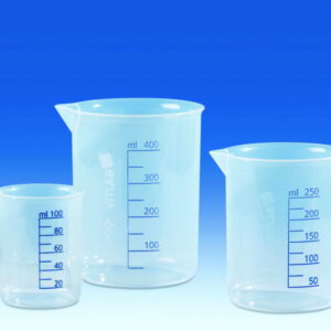 VITLAB Griffin Beaker 150 mL, PP, Blue, Embossed Graduation, Translucent, Pack of 12