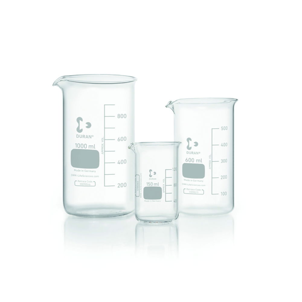 DWK Duran Tall Form Beaker with Spout, 1000 mL
