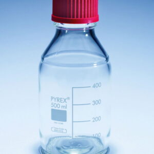 DWK Media-Lab Bottles 100 ml Pyrex, with Red Cap, Pack of 10