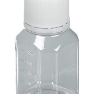 Bürkle Laboratory Bottle 125 ml, PET, Sterile Transparent, Moulded Graduation with Tamper-Evident Cap