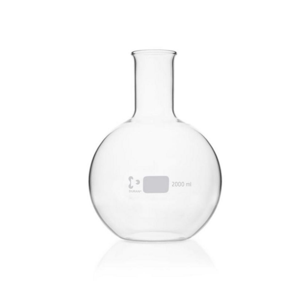 DWK Duran Flat Bottom Flask, Wide Neck Cap, 2000 mL