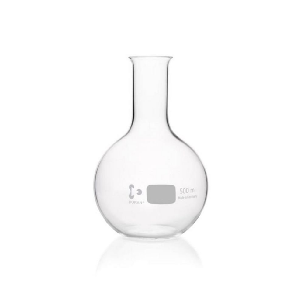 DWK Duran Flat Bottom Flask, Narrow Neck, 500 mL​