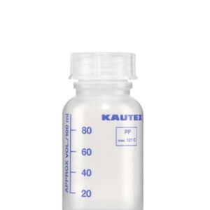 Kautex Textron Wide Neck Autoclavable PP Bottle with Screw Cap 100 mL Graduated