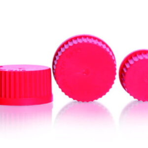 DWK Duran Screw Cap, GL14, PBT Closed Red with PTFE Protected Seal