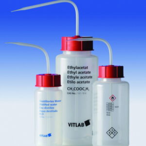 VITLAB Safety Washing Bottle 250 ml, PP, GL 45, Acetone, VENT CAP