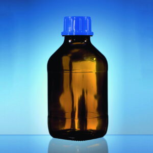 BRAND Threaded Bottle 100 mL, Amber Soda-Lime Glass, Without Coating, GL-32, With Screw Cap