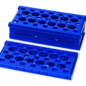 Heathrow Scientific Tube Racks Pop-Up, PP, Foldable for 21×15mL / 12×50mL Tubes, Blue, Pack of 2