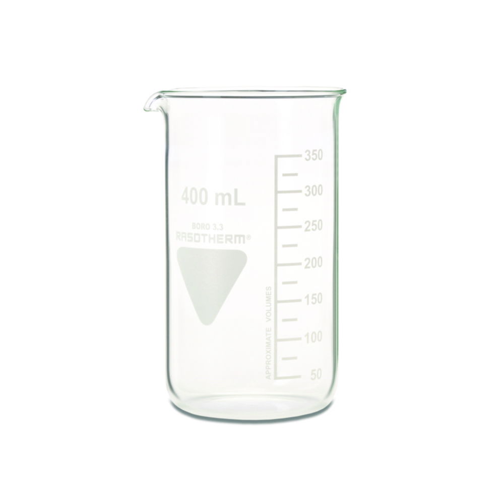 Scherf Beakers 100 ml, High Form, Boro 3.3, With Division and Spout, Pack of 10