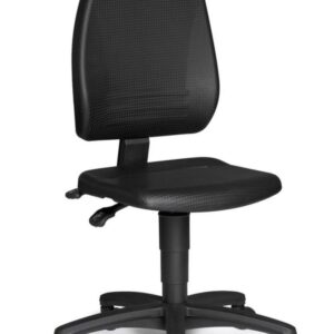 LLG-Lab chair PU foam black, sit-stopp castors seat high 440-620mm