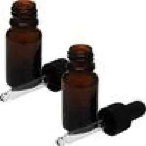 Dropper Bottle, Amber Glass, Black Lid Pipette, 10ml
