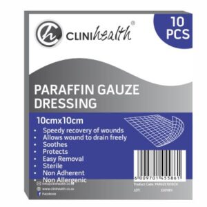Paraffin Gauze 10cmx10cm – 10 in a Pouch