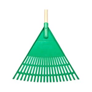 Plastic Green Leaf Rake Wooden Handle
