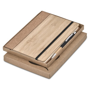 Okiyo Eri Bamboo & Cork A5 Notebook & Pen Eco Corporate Gift Set