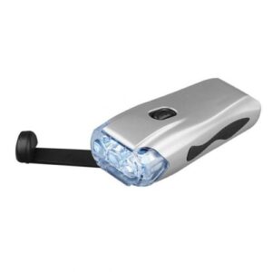 Dynamo torch with spinning handle Available in: Matt Silver