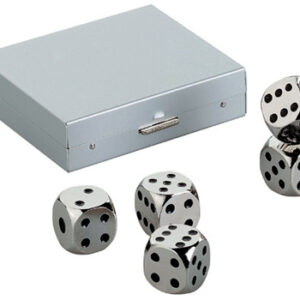 Nickel alloy dice set in alumiun box