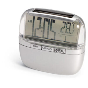 Solar clock with thermometer