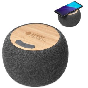 Bamboo & Fabric Wireless Charger & Speaker – Eco Friendly Corporate Gift