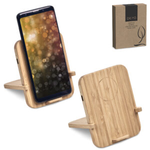 Bamboo Wireless Charger & Phone Stand – Eco-Friendly Corporate Gift