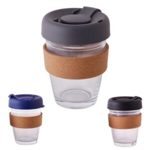 Brew Mate 300ml Coffee Tumbler – Glass, Cork & Secure Silicone Lid