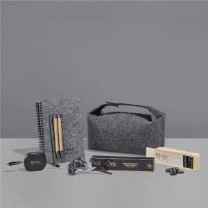 Composition Hamper – Domino’s, 4-in-1 Charging Cable, Pen Set, A5 Notebook, Nougat & African Sucker in Technology Travel Bag
