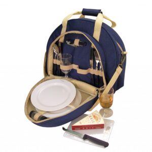 Two -Tone Blue Picnic Bag For 2