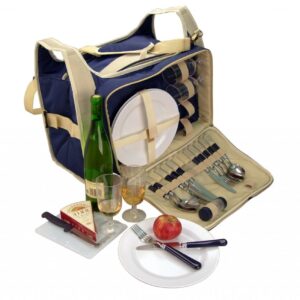 Two-Tone Navy Large Picnic Set For 4