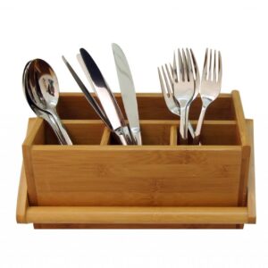 Bamboo 4 Division Table Caddy W/Hand