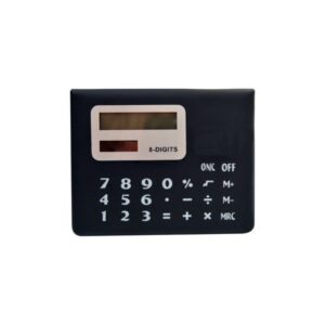 Black 8 Digit Calculator With Solar Panel & Sticky Notes Holder