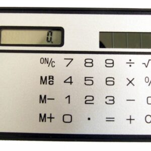 Silver 8 digit credit card size calculator with solar pa