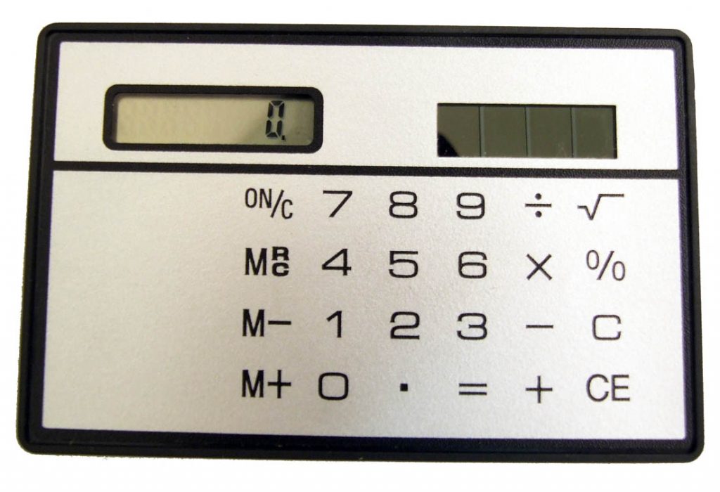 Silver 8 digit credit card size calculator with solar pa