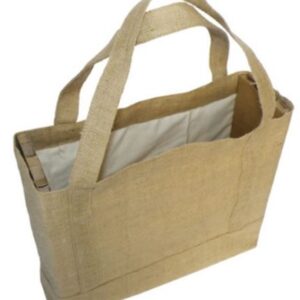 Natural Cotton & Hessian Shoulder Bag – Size: 370mm x 330mm x 12