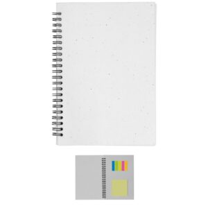Eco Friendly A5 Notebook With Spiral Binding & Various Sticky Notes On Inside Cover