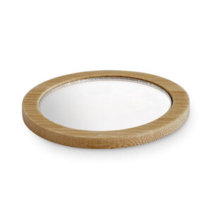 Eco Friendly Bamboo Pocket Mirror In Pouch