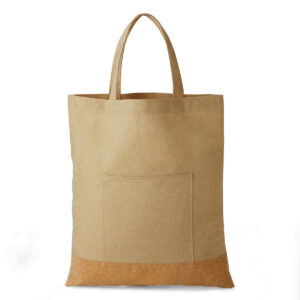Eco Friendly Cotton & Cork Shopper With Front Pocket
